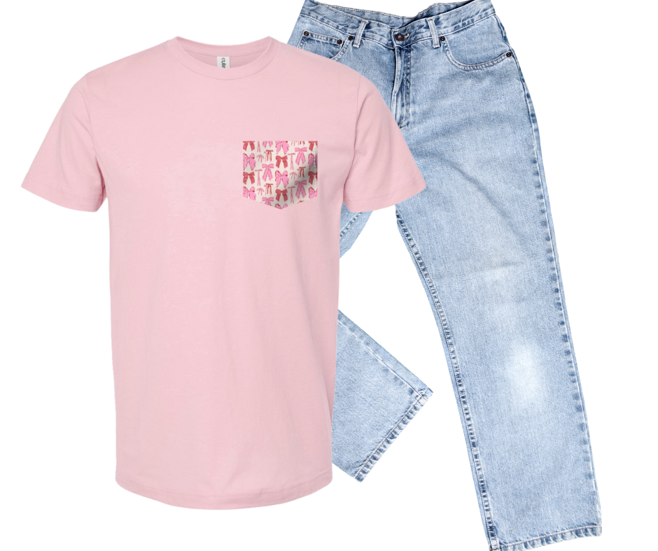 Coquette Valentines Bows Pocket Tee