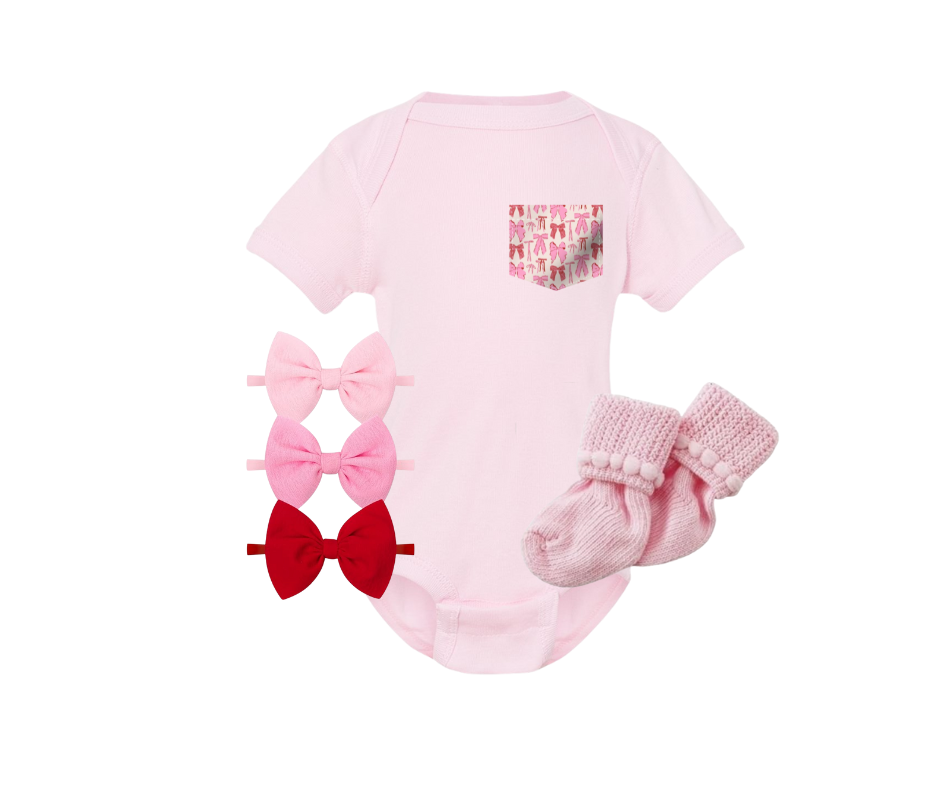 Coquette Valentines Bows Pocket Tee